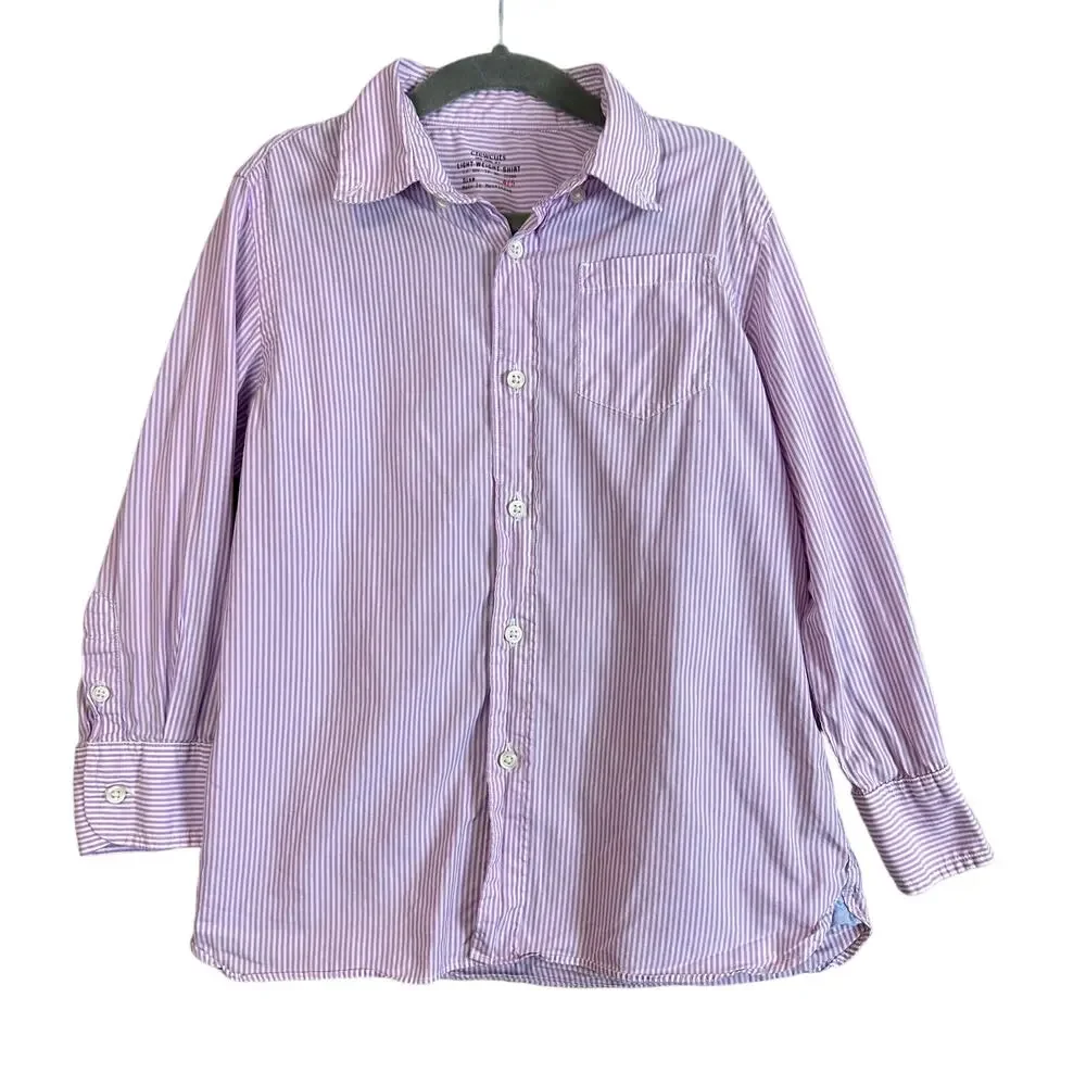 Crewcuts Purple Striped Light Weight Button Down Shirt Boys 4 5 4T 5T